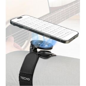 TECHO Magnetic Guitar Phone Holder – Thigh Strap Mount for Reading Tabs, Chords & Lyrics - Hands-Free Musicians Aid for Practice & Recording – Compatible with MagSafe & All Smartphones in Kuwait