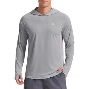 PINSPARK Men's Sun Shirts UPF 50+ Fishing Hoodie Long Sleeve UV Protection Shirts Outdoor Hiking Swimming Running Rash Guard in Kuwait