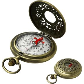 Vintage Brass Pocket Compass - Waterproof Survival Tool for Outdoor Adventures, Retro Scout Gift with Keychain for Hiking, Camping & Emergency Prep in Kuwait