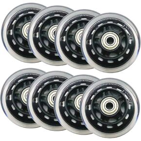 3" Inline Skate Wheels 76mm, Clear Roller Blade Replacement Wheels with Bearings for Skate, Office Chairs, Luggage (Black, 8 Pack) in Kuwait