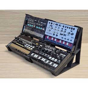 2 Tier Black Desktop Stand Holds 4 Korg Volca Beats Bass FM Keys Nubass Loop Sample Synthesizer Mixer Drum Rhythm Machine Sampler in Kuwait