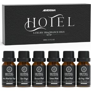 مجموعة هدايا زيت ناشر الروائح الفندقية من ARVIDSSON - مستوحاة من روائح فنادق 5 نجوم - زيوت عطرية فندقية فاخرة للناشر والحرف اليدوية، مجموعة زيوت مجموعة الفنادق 6 × 10 مل، 0.34 أونصة سائلة in Kuwait