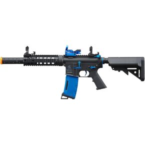 بندقية Lancer التكتيكية Gen 2 M4 SD Blue Carbine Combo Airsoft AEG مع نقطة رؤية حمراء (بطارية نيمه 9.6 فولت، شاحن، 1000 طلقة 0.20 جم BBS متضمنة) in Kuwait