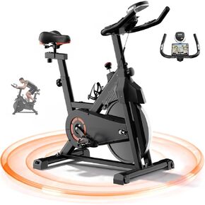Exercise Bike, Magnetic Stationary Bikes for Home Cardio with Brake Pad Silent Belt Drive, 400LB Weight Capacity Indoor Cycling Bike with Comfortable Seat, Tablet & Water Bottle Holder for Weight Loss in Saudi Arabia
