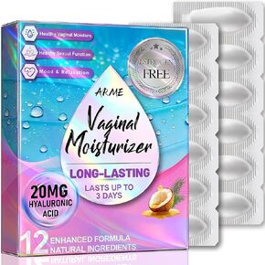 ARME 20MG تحاميل مرطبة مهبلية بحمض الهيالورونيك + زيت جوز الهند وVE 72 ساعة لجفاف المهبل من انقطاع الطمث، أفضل منتجات جفاف المهبل خالية من الهرمونات، كمية تكفي لمدة شهر واحد (12 إدراج) in Kuwait