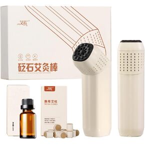 Bian Stone Moxibustion Stick - Handheld Gua Sha Tool for Facial & Full Body, Multi-Functional Massage Instrument Home Spa Wellness Gift Set（Comes with Essential Oils and Moxa Sticks） in Kuwait