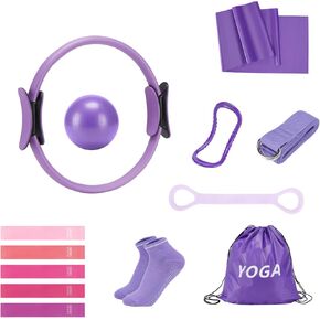 Pilates Ring Set for Women, Pilates Equipment with 5 Resistance Bands & Accessories, Pilates Ball, 14'' Magic Circle Hoop, Pilates Starter Kit for Beginners at Home in Kuwait