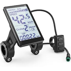 E-Bike LCD Display 24-60V | M5 Waterproof Meter for 31.8mm/22.2mm Handlebars | 5-Pin Connector | Protocol 2 Compatible | E-Scooter & Electric Bike in Kuwait