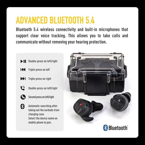 EARMOR M20T PRO حماية إلكترونية مطورة للأذن، NRR 30dB، بلوتوث 5.4، إلغاء الضوضاء وتضخيم الصوت، حماية تكتيكية للسمع لنطاق البندقية، مقاومة للماء والرياح in Kuwait