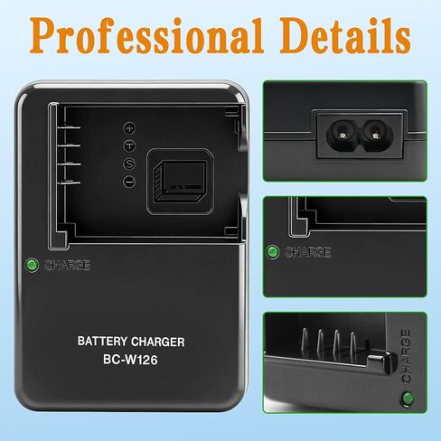 for Fujifilm Battery, NP-W126S Replacement Battery and Charger for Fuji X-T100, X-T200, X100F, X100V, X-S10, X-A5, X-A10, X-E3, X-E4, X-Pro2, X-Pro3, X-T1, X-T2, X-T3, X-T10, X-T20, X-T30, X-T30 II in Kuwait