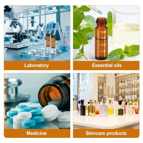 FOUR E'S SCIENTIFIC 100 Pack 4ml Glass Graduated Vials, 1 Dram Amber Small Sample Vials with Plastic Screw Caps Borosilicate Glass Sample Bottles for Liquid Powder Storage in Saudi Arabia