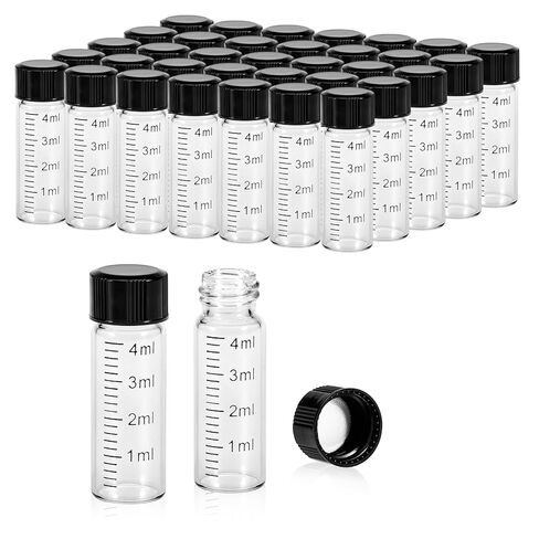 FOUR E'S SCIENTIFIC 100 Pack 4ml Glass Graduated Vials, 1 Dram Amber Small Sample Vials with Plastic Screw Caps Borosilicate Glass Sample Bottles for Liquid Powder Storage in Saudi Arabia