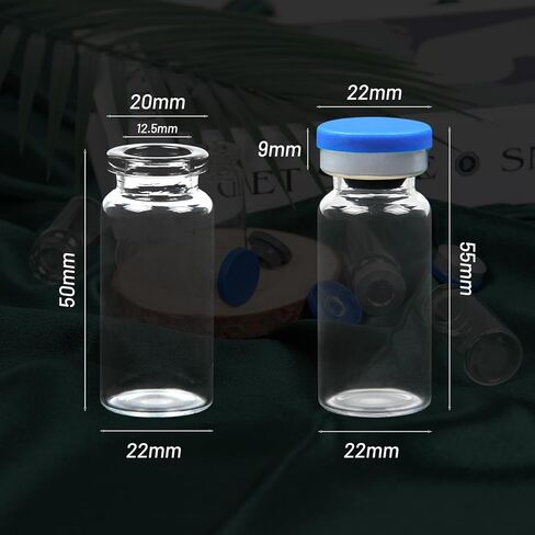 100 عبوة من قوارير سعة 10 مل مع أغطية، قوارير زجاجية شفافة سعة 2-1/2 درام هيدسبيس، قاع مسطح 20 مم مع أغطية علوية قابلة للطي وسدادات ذاتية الغلق in Kuwait
