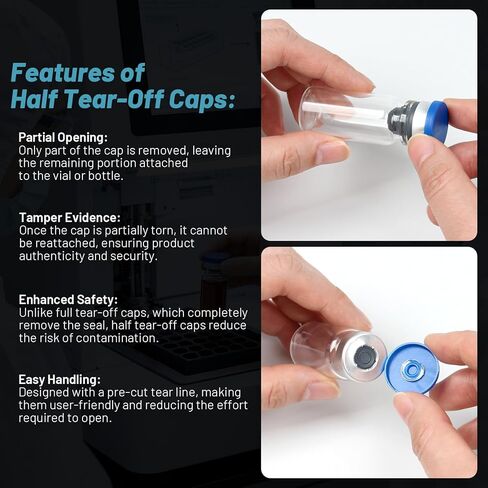 100 عبوة من قوارير سعة 10 مل مع أغطية، قوارير زجاجية شفافة سعة 2-1/2 درام هيدسبيس، قاع مسطح 20 مم مع أغطية علوية قابلة للطي وسدادات ذاتية الغلق in Kuwait