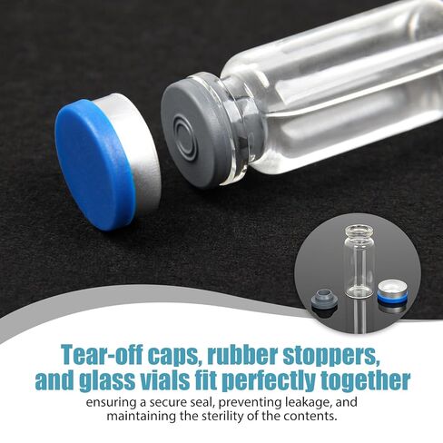 100 عبوة من قوارير سعة 10 مل مع أغطية، قوارير زجاجية شفافة سعة 2-1/2 درام هيدسبيس، قاع مسطح 20 مم مع أغطية علوية قابلة للطي وسدادات ذاتية الغلق in Kuwait