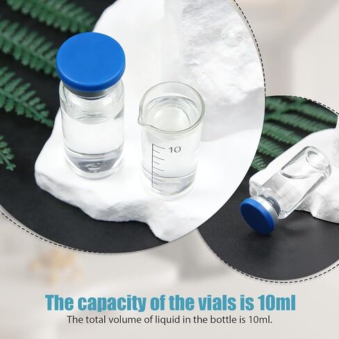 100 عبوة من قوارير سعة 10 مل مع أغطية، قوارير زجاجية شفافة سعة 2-1/2 درام هيدسبيس، قاع مسطح 20 مم مع أغطية علوية قابلة للطي وسدادات ذاتية الغلق in Kuwait