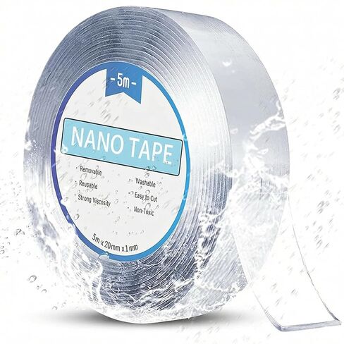 Double-Sided Mounting Tape 0.8in x 16FT, Multipurpose Removable Adhesive Foam Tape, Transparent, Household in Saudi Arabia