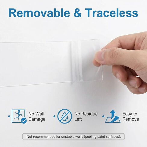 Double-Sided Mounting Tape 0.8in x 16FT, Multipurpose Removable Adhesive Foam Tape, Transparent, Household in Saudi Arabia