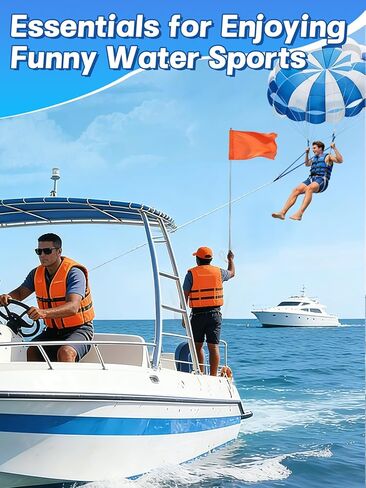 Orange Boat Flag with Telescoping Flag Pole - 12"x18" Stable Water Ski Flags, 47" Adjustable Handheld Flagpole with Comfortable Foam Grip, Boat Safety Equipment Accessories for Watersports Kayak in Kuwait