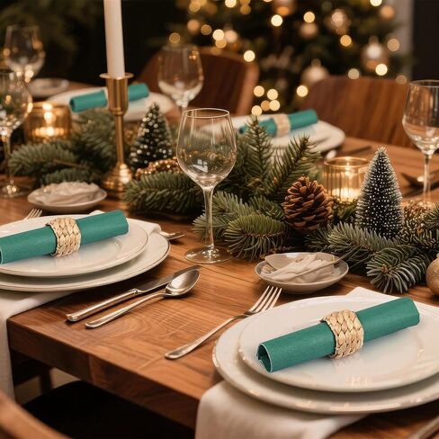 12 Pcs Boho Rattan Woven Napkin Rings, Farmhouse Water Hyacinth Wooden Rustic Napkin Rings Holders for Table Wedding Decor Christmas Set of 12 (12) in Kuwait