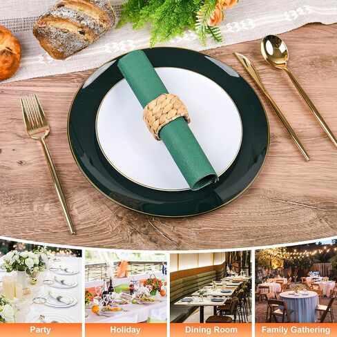 12 Pcs Boho Rattan Woven Napkin Rings, Farmhouse Water Hyacinth Wooden Rustic Napkin Rings Holders for Table Wedding Decor Christmas Set of 12 (12) in Kuwait