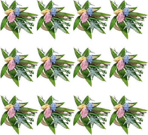 12 Pcs Bird Nest Easter Napkin Rings - Spring Colorful Easter Eggs Napkin Ring Holder - Rattan Farmhouse Tissue Rings for Table Decor Dinner Party Settings in Saudi Arabia