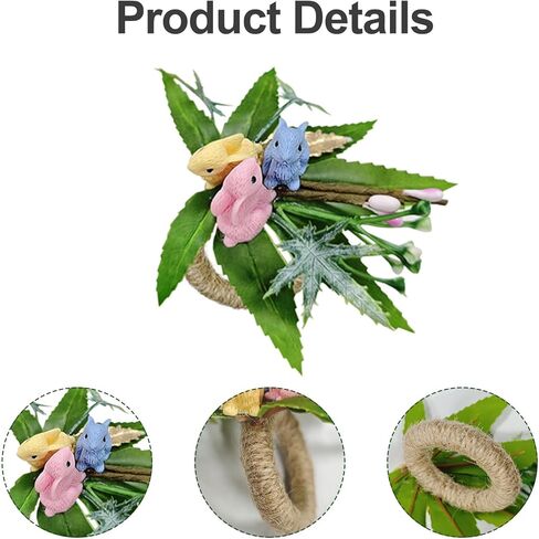 12 Pcs Bird Nest Easter Napkin Rings - Spring Colorful Easter Eggs Napkin Ring Holder - Rattan Farmhouse Tissue Rings for Table Decor Dinner Party Settings in Saudi Arabia