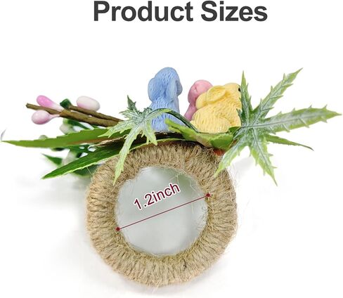 12 Pcs Bird Nest Easter Napkin Rings - Spring Colorful Easter Eggs Napkin Ring Holder - Rattan Farmhouse Tissue Rings for Table Decor Dinner Party Settings in Saudi Arabia