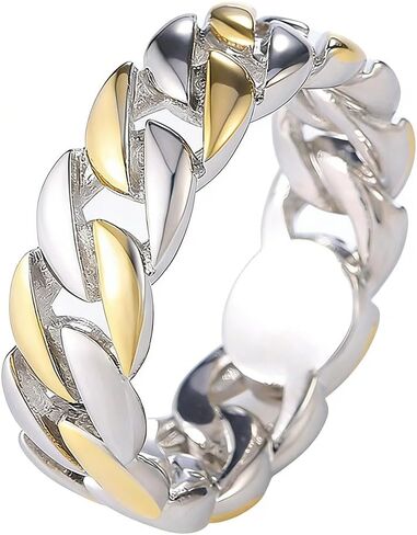 Cuteshop Fashion Personalized Gold Silver 7mm Hip Hop Cuban Link Ring For Hip Hop Women Men in Kuwait