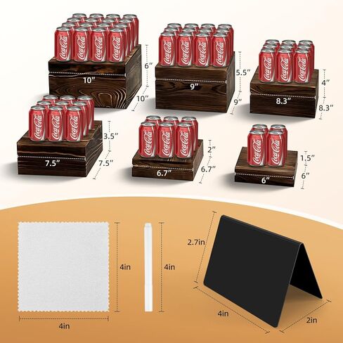 6 قطع من رافعات البوفيه وحوامل مع لافتات الطعام، ورافعات الطعام لطاولة البوفيه، وحامل كعكة خشبي ريفي، وحوامل عرض خشبية للديكور، والحفلات، وأعياد الميلاد، والزفاف، وحفلات استقبال المولود الجديد in Kuwait