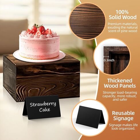 6 قطع من رافعات البوفيه وحوامل مع لافتات الطعام، ورافعات الطعام لطاولة البوفيه، وحامل كعكة خشبي ريفي، وحوامل عرض خشبية للديكور، والحفلات، وأعياد الميلاد، والزفاف، وحفلات استقبال المولود الجديد in Kuwait