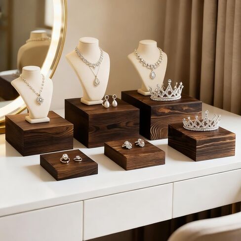 6 قطع من رافعات البوفيه وحوامل مع لافتات الطعام، ورافعات الطعام لطاولة البوفيه، وحامل كعكة خشبي ريفي، وحوامل عرض خشبية للديكور، والحفلات، وأعياد الميلاد، والزفاف، وحفلات استقبال المولود الجديد in Kuwait