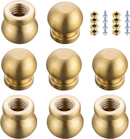 8 Pcs Brass Wood Cutting Board Feet,Board Display Tray Riser Feet with Silicone Nonslip Pads,Suitable for Kitchen Utensils and All Kinds of Furniture (8, Circle) in Kuwait