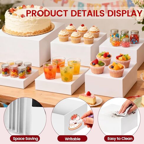 6 عبوات من حاملات البوفيه، حاملات طعام كبيرة لطاولة البوفيه (6 بوصة، 6.7 بوصة، 7.5 بوصة، 8.5 بوصة، 9 بوصة 10 بوصة)، مجموعة عرض طاولة الحلوى، حاملات عرض الطعام، حاملات عرض الناهضات، صناديق بيضاء من الأكريليك للحفلات، تقديم الطعام، المجوهرات والمقتنيات in Kuwait