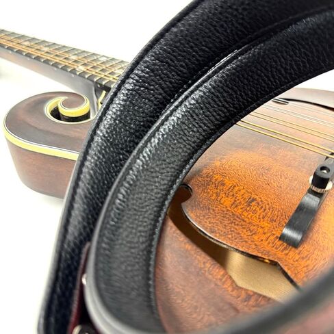 Walker And Williams M-22-RD Mahogany Red Leather Premium Padded Mandolin Strap With Live Oak Design, For Mandola, Bouzouki or Ukulele. For F And A Type Mandolins in Saudi Arabia