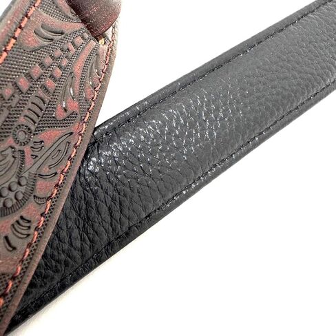 Walker And Williams M-22-RD Mahogany Red Leather Premium Padded Mandolin Strap With Live Oak Design, For Mandola, Bouzouki or Ukulele. For F And A Type Mandolins in Saudi Arabia
