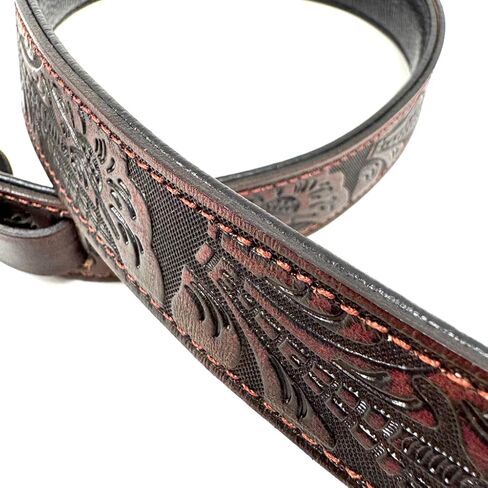 Walker And Williams M-22-RD Mahogany Red Leather Premium Padded Mandolin Strap With Live Oak Design, For Mandola, Bouzouki or Ukulele. For F And A Type Mandolins in Saudi Arabia