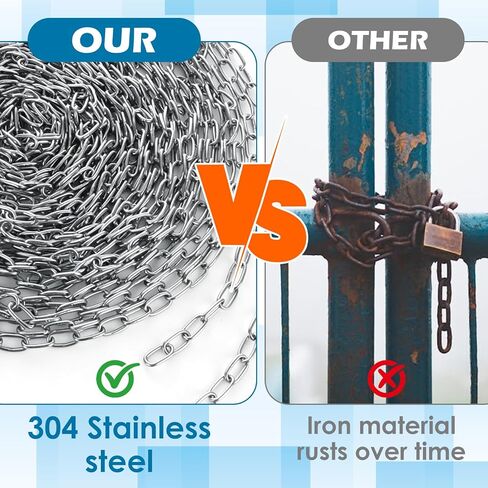 JMIATRY 50 Feet Stainless Steel Hanging Chain Bulk, 2mm Metal Jack Chain Roll 14 Gauge, Light Hanging Chains Stainless Steel Utility Chains for Hanging Plant Pet Clothes Swing Binding Lamp Sign DIY in Saudi Arabia