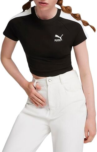 PUMA Womens Iconic T7 Baby Mock Neck Sleeve قمم غير رسمية غير رسمية - أبيض - الحجم XL in Saudi Arabia
