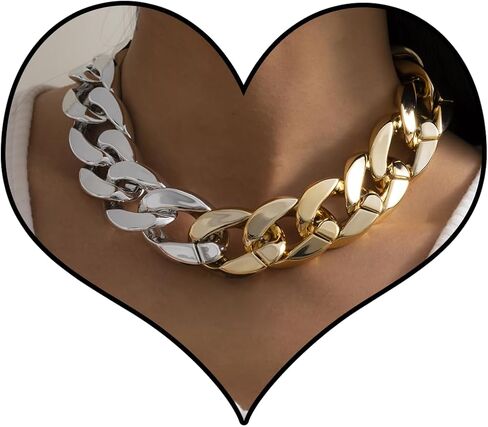 Chunky Gold Necklace for Women Cuban Link Chain Necklace Chunky Gold Choker Hip Hop Statement Jewelry Gifts for Her in Saudi Arabia