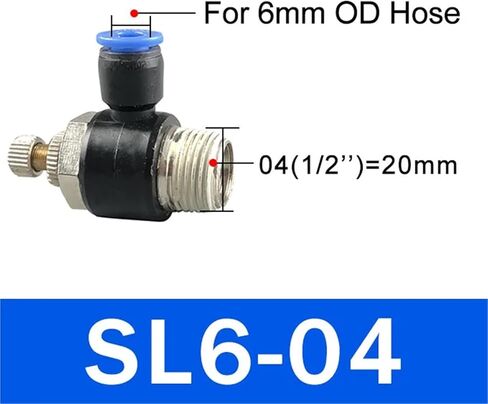 20/50/100pcs SL 4 6 8 10 12mm Fast connection Pneumatic Fitting M5 1/8" 1/4" 3/8" 1/2 air speed Regulating valve throttle valve(SL6-04,20 pcs) in Saudi Arabia