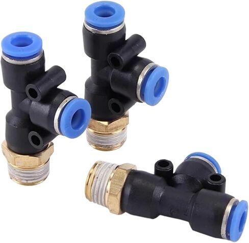 1 قطعة PD تي شيرت تركيبات الهواء الهوائية 4 6 8 10 12 مللي متر إلى ذكر الموضوع M5 "1/8" 1/4 "3/8" 1/2" مقرنة خيط الأنابيب القياسية البريطانية (PD10-01,10 قطعة) in Kuwait