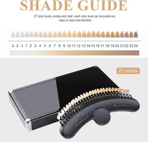 27 لون دليل الظل تبييض لوحة الرسم البياني الظل مع مرآة تبييض الأسنان الخزف مقارنة الألوان in Kuwait