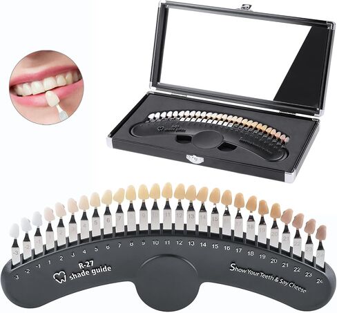 27 لون دليل الظل تبييض لوحة الرسم البياني الظل مع مرآة تبييض الأسنان الخزف مقارنة الألوان in Kuwait