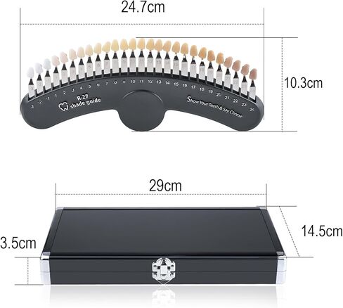 27 لون دليل الظل تبييض لوحة الرسم البياني الظل مع مرآة تبييض الأسنان الخزف مقارنة الألوان in Kuwait