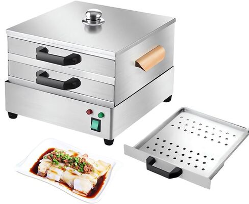 Rice Noodle Rolls Steamer, 2 Layer Stainless Steel Rice Roll Machine, 1800W Commercial Steamed Vermicelli Roll Steamer with 3 Steameing Tray for Rice Seafood Bun 2 Drawers+1 Steam,2 Drawers1 Steamer in Saudi Arabia