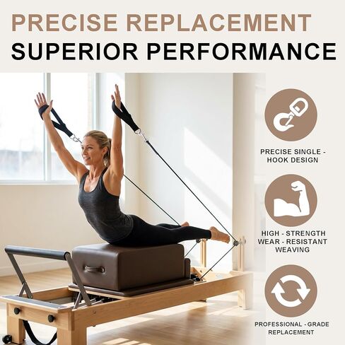 Heavy Duty Pilates Reformer Replacement Rope, 8mm Thick Nylon Cord with Stainless Steel Snap Hook, 110" Universal Length, Durable Low-Wear Cable for Pilates Reformer Machines in Saudi Arabia