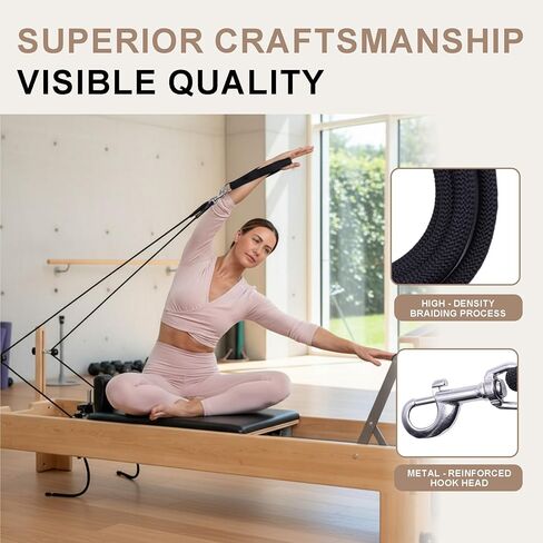 Heavy Duty Pilates Reformer Replacement Rope, 8mm Thick Nylon Cord with Stainless Steel Snap Hook, 110" Universal Length, Durable Low-Wear Cable for Pilates Reformer Machines in Saudi Arabia