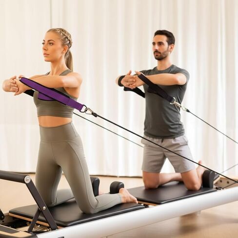 قطعتان من حزام البيلاتس، حزام يوجا مزدوج الحلقة مع بطانة سميكة مريحة وحلقات متينة على شكل حرف D لصالة الألعاب الرياضية المنزلية والبيلاتس وتمارين اليوجا in Kuwait