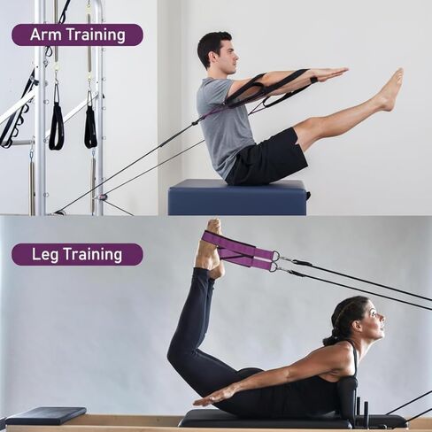 قطعتان من حزام البيلاتس، حزام يوجا مزدوج الحلقة مع بطانة سميكة مريحة وحلقات متينة على شكل حرف D لصالة الألعاب الرياضية المنزلية والبيلاتس وتمارين اليوجا in Kuwait